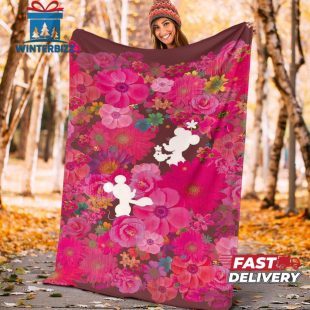 Floral Mickey And Minnie Fleece Blanket For Bedding Decor Fans