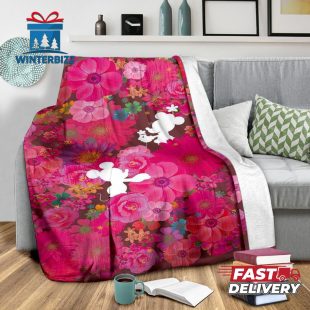 Floral Mickey And Minnie Fleece Blanket For Bedding Decor Fans