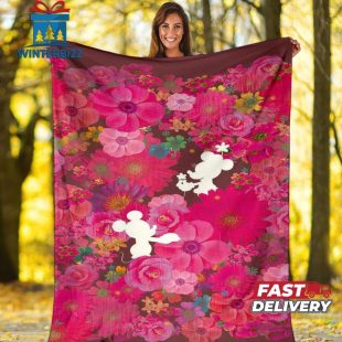 Floral Mickey And Minnie Fleece Blanket For Bedding Decor Fans