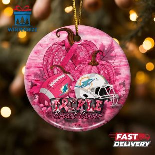 Miami Dolphins Breast Cancer And Sport Team Ceramic Ornament