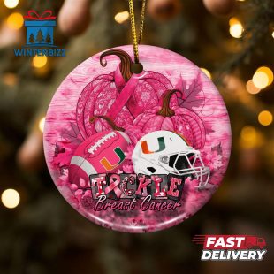 Miami Hurricanes Breast Cancer And Sport Team Ceramic Ornament