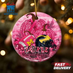 Michigan Wolverines Breast Cancer And Sport Team Ceramic Ornament