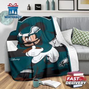 Mickey Plays Eagles Fleece Blanket For Football Fans