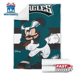 Mickey Plays Eagles Fleece Blanket For Football Fans