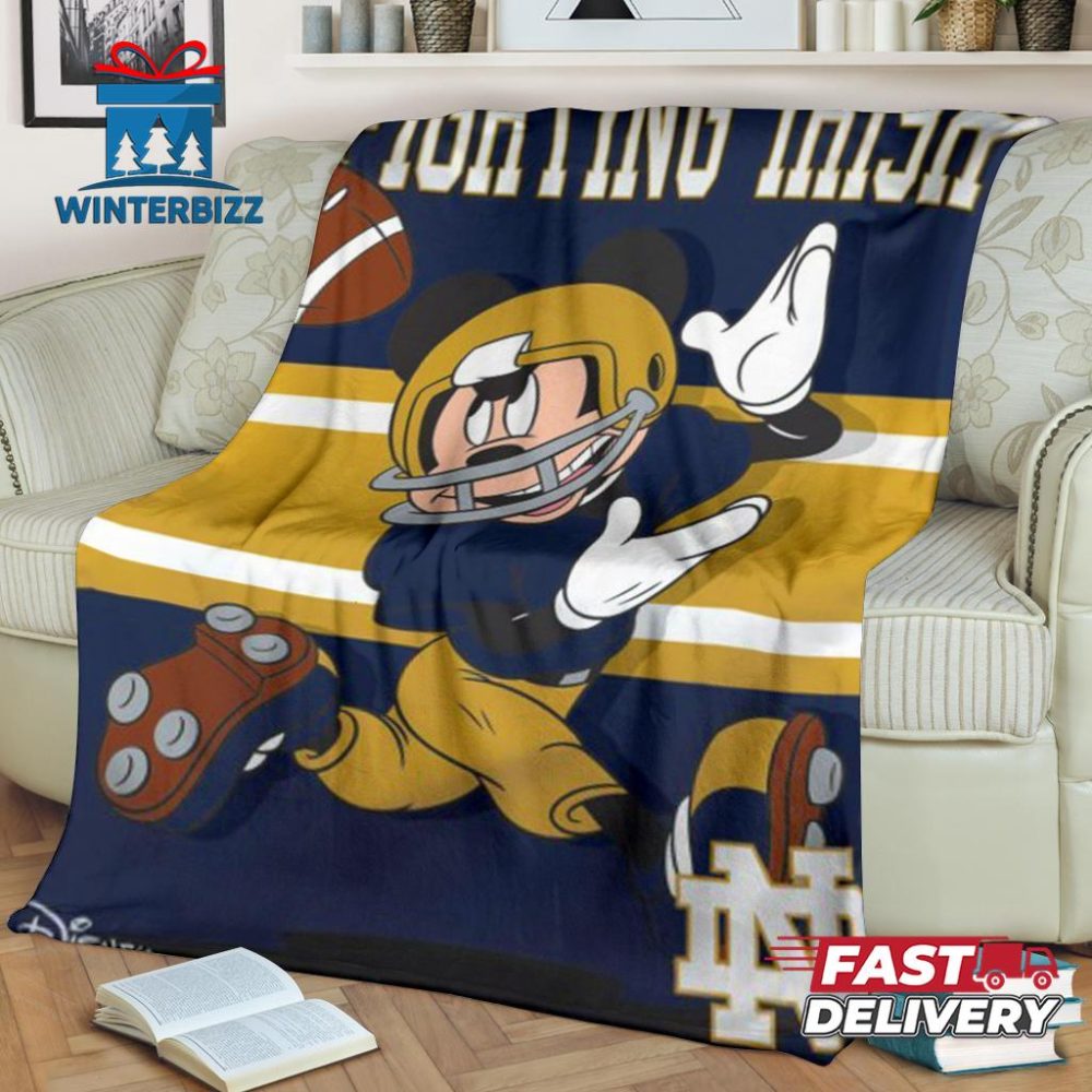 Mickey Plays Fighting Irish Fleece Blanket For Football Fans