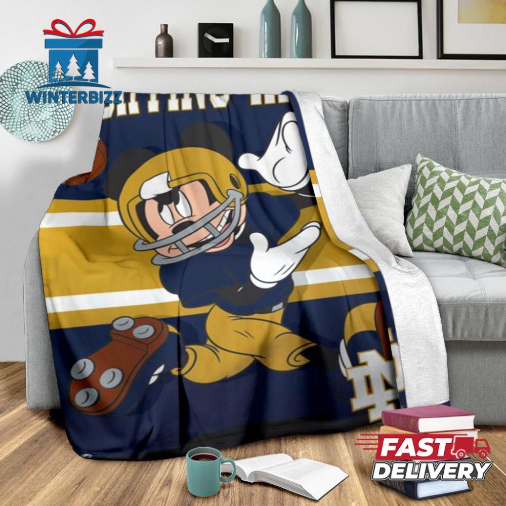 Mickey Plays Fighting Irish Fleece Blanket For Football Fans
