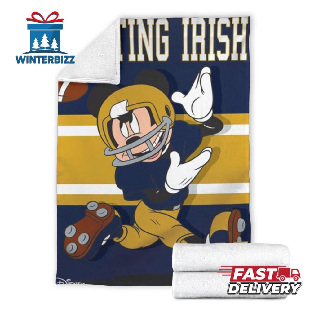 Mickey Plays Fighting Irish Fleece Blanket For Football Fans