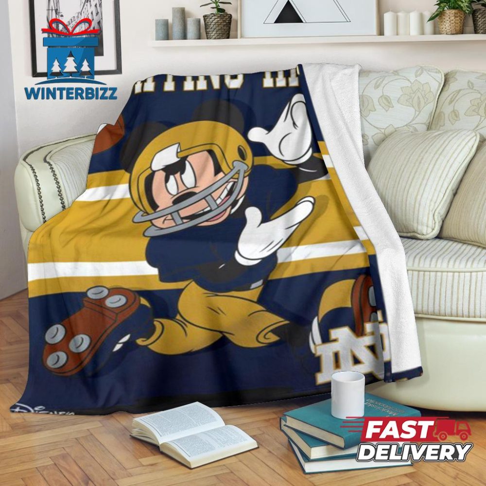 Mickey Plays Fighting Irish Fleece Blanket For Football Fans