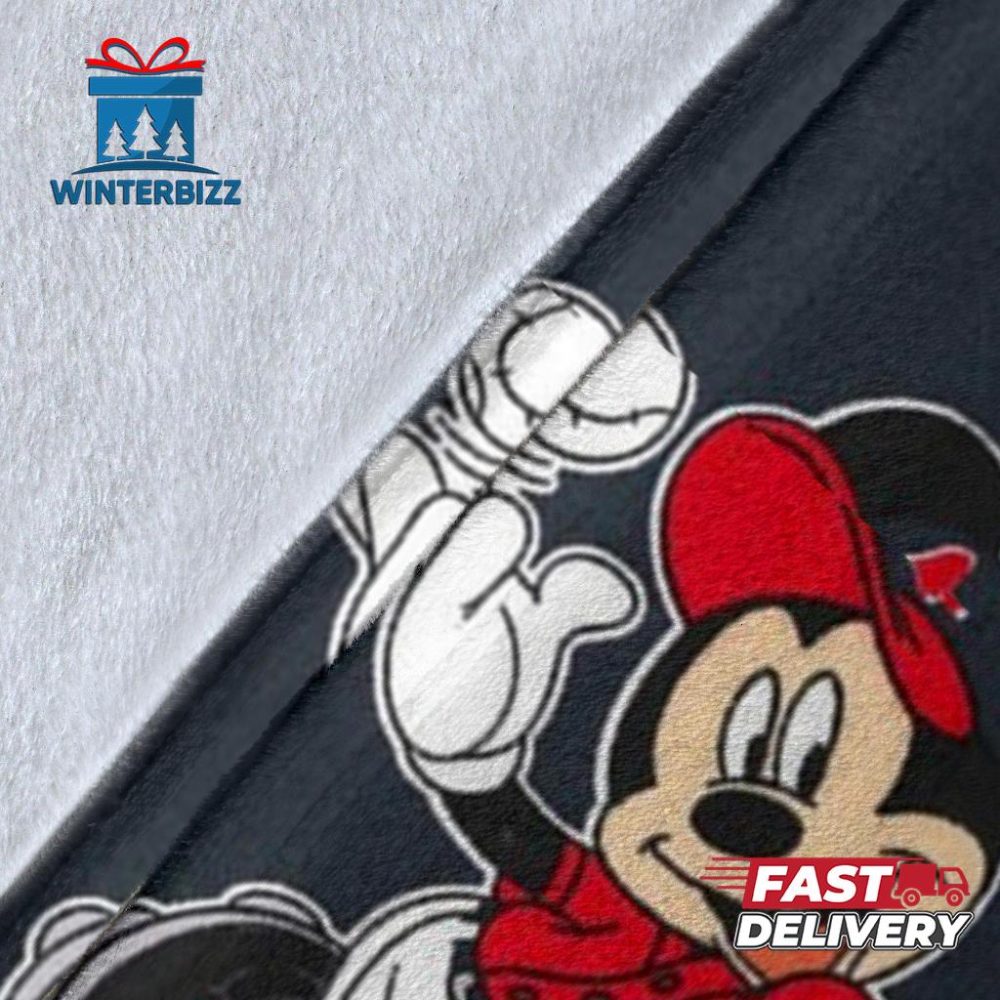 Mickey Plays Red Sox Fleece Blanket For Baseball Fans