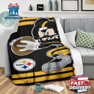 Mickey Plays Steelers Fleece Blanket For Football Fan_7462 Fans