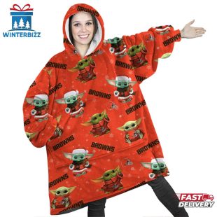Cleveland Browns Baby Yoda Huggle Blanket Hoodie