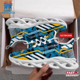 Custom Name NFL Los Angeles Chargers Clunky Max Soul Shoes