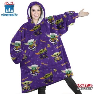 Minnesota Vikings Baby Yoda Huggle Blanket Hoodie