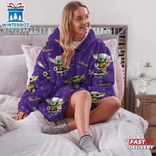 Minnesota Vikings Baby Yoda Huggle Blanket Hoodie