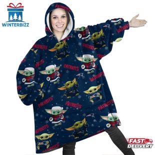 New England Patriots Baby Yoda Huggle Blanket Hoodie