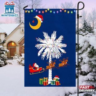 South Carolina Christmas Santa Christmas Palmetto Tree House And Garden Flag Decor