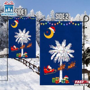 South Carolina Christmas Santa Christmas Palmetto Tree House And Garden Flag Decor