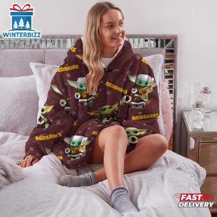 Washington Commanders Baby Yoda Huggle Blanket Hoodie
