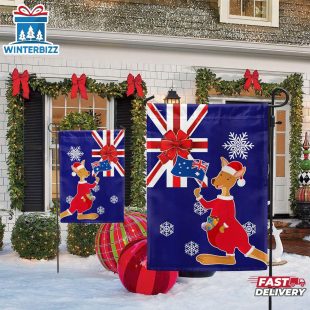 Australia Christmas Kangaroo Claus Merry Christmas House And Garden Flag Decor