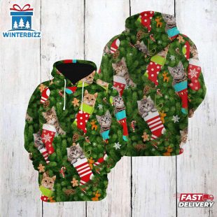 Cat Socks Christma 3D Alll Over Print Hoodie Shirt