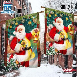 Christmasanta Claus Christmas House And Garden Flag Decor