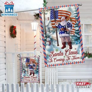 Christmasanta Claus Is Coming To Town House And Garden Flag Decor