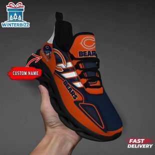 Custom Name Chicago Bears Clunky Pattern NFL Football Max Soul Shoes For Fans