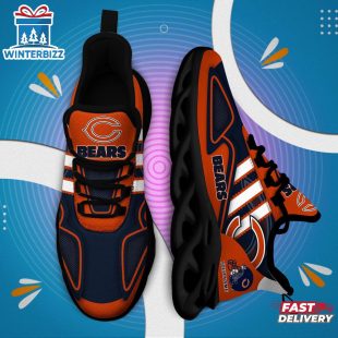 Custom Name Chicago Bears Clunky Pattern NFL Football Max Soul Shoes For Fans