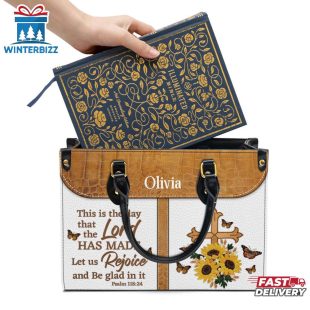 Custom Name Christian This Is The Day That The Lord Has Made Leather Handbag For God Lovers