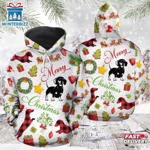 Funny Dachshund Merry Christmas 3D Alll Over Print Hoodie Shirt