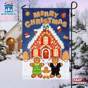 Gingerbread Merry Christmas House And Garden Flag Decor