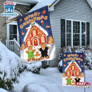 Gingerbread Merry Christmas House And Garden Flag Decor