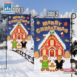 Gingerbread Merry Christmas House And Garden Flag Decor