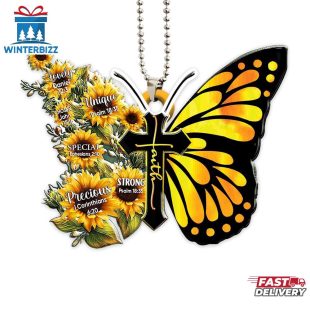Jesus God Say You Are Sunflower Christian Butterfly Car Christmas Ornament Hanging Decor