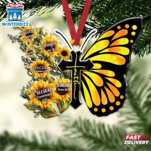Jesus God Say You Are Sunflower Christian Butterfly Car Christmas Ornament Hanging Decor