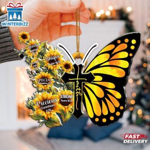 Jesus God Say You Are Sunflower Christian Butterfly Car Christmas Ornament Hanging Decor