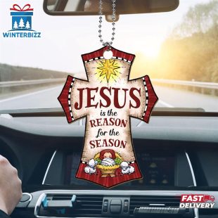 Jesus Is The Reason For The Season Woods, Cross Shapes Christmas Ornament Hanging Decor