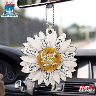 White Daisy Christian Religious Jesus God Say You Are Strong Chosen Christmas Ornament Hanging Decor