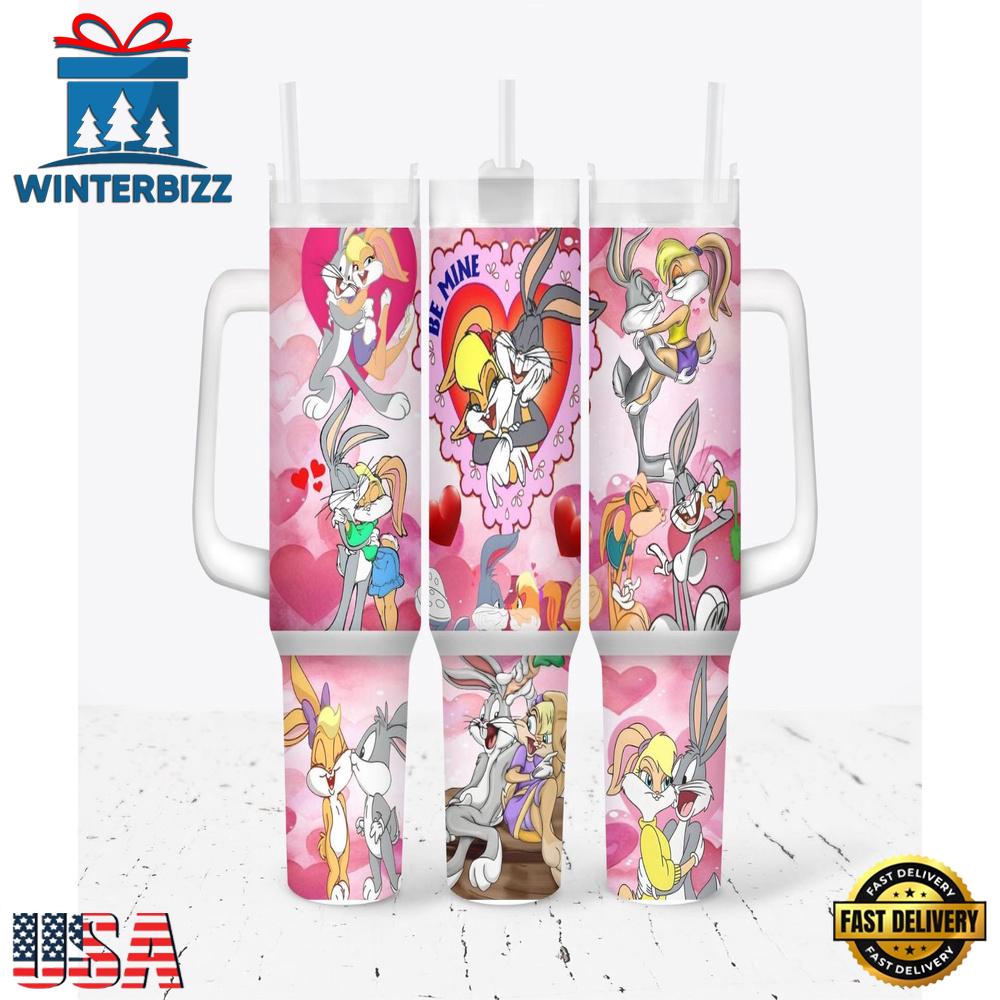Bugs and Lola Bunny Valentines Stainless Steel Tumbler 40Oz With Handle , Valentine's Gift For Lovers Bugs and Lola Bunny Valentines Stainless Steel Tumbler 40Oz With Handle , Valentine's Gift For Lovers
