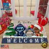 Custom Name Uconn Huskies Cute Stitch Welcome Christmas Doormat