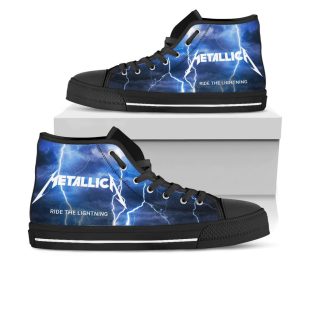 Metallica Thunder Black White High Top Canvas Sneakers Shoes