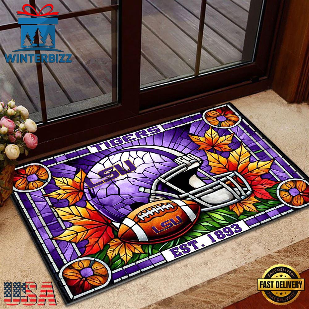 NCAA LSU Tigers Football Stained Glass Style Doormats , Front Doormat Trendy NCAA LSU Tigers Football Stained Glass Style Doormats , Front Doormat Trendy