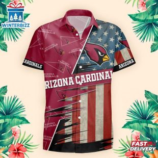 Arizona Cardinals US Flag Pattern Hawaiian Shirt