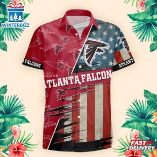 Atlanta Falcons US Flag Pattern Hawaiian Shirt