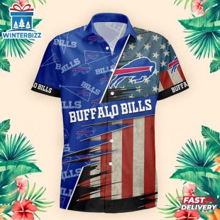 Buffalo Bills US Flag Pattern Hawaiian Shirt