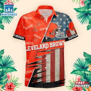 Cleveland Browns US Flag Pattern Hawaiian Shirt