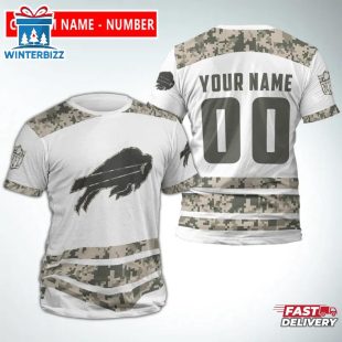 Custom Name And Number Buffalo Bills Camo NFL All Over Print T-Shirt
