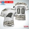Custom Name And Number Carolina Panthers Camo NFL All Over Print T-Shirt