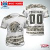 Custom Name And Number Cleveland Browns Camo NFL All Over Print T-Shirt