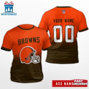 Custom Name And Number Cleveland Browns Sport NFL All Over Print T-Shirt